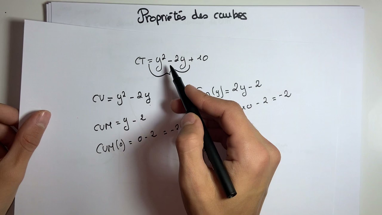 Propriétés des courbes de coût moyen, coût marginal et coût variable moyen - microéconomie S2