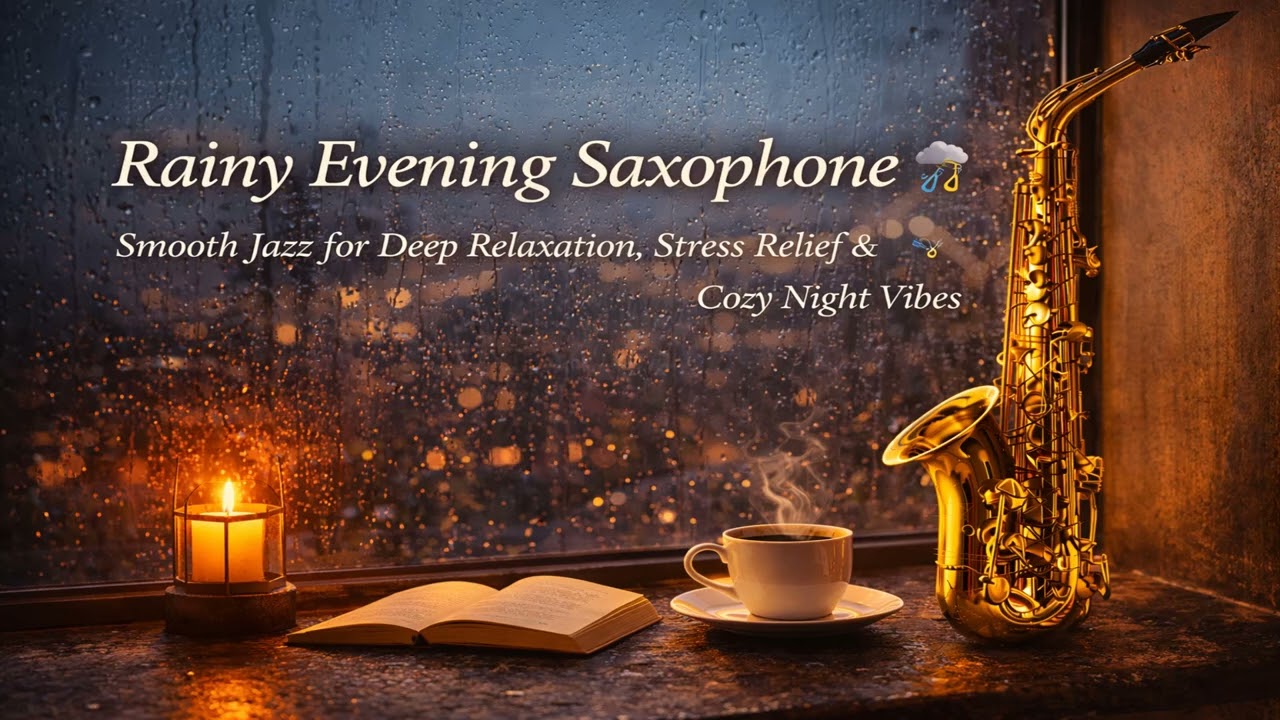 Rainy Evening Saxophone 🌧️🎷 – Smooth Jazz for Deep Relaxation, Stress Relief & Cozy Night Vibes