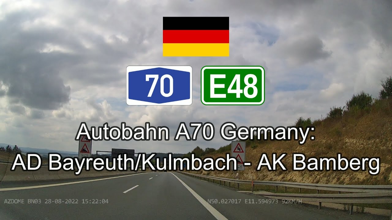 Germany Autobahn A70: AD Bayreuth/Kulmbach - AK Bamberg