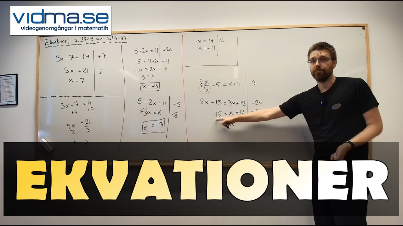Matematik nivå 1. LÖSA EKVATIONER (linjära ekvationer).