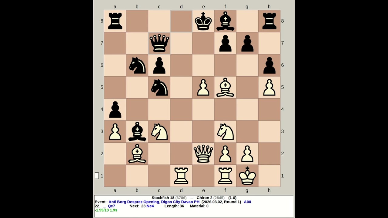 Stockfish 18 vs Chiron 2 | Anti Borg Desprez Opening #chess