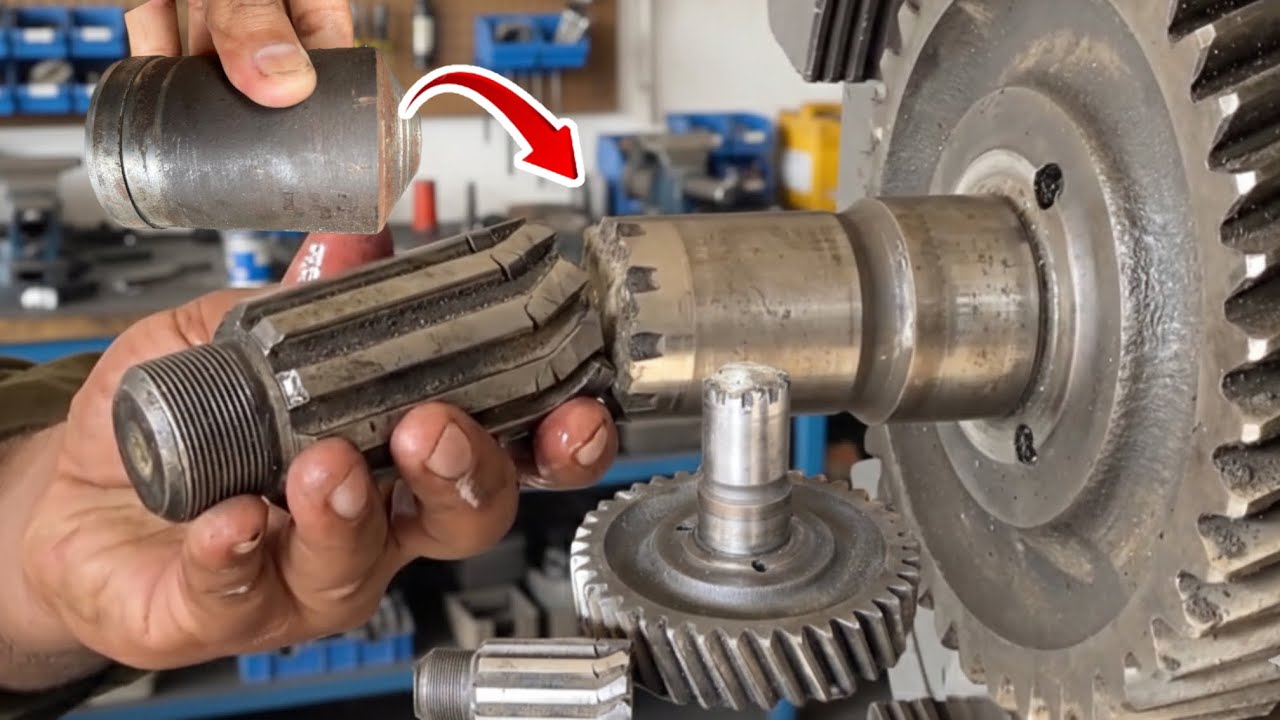 Broken comic gear repair by the mechanic 