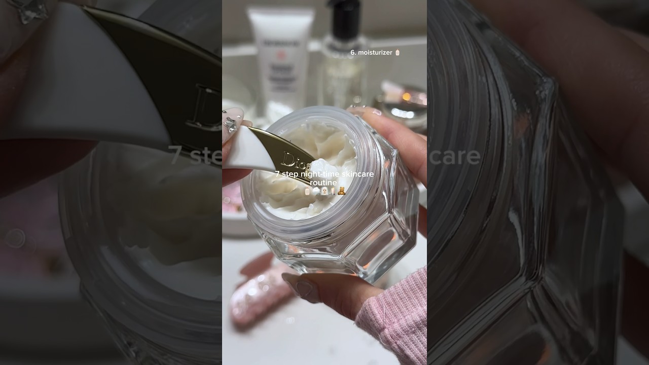 7 step night-time skincare routine 🕯️🌨️🧸 #skincare #aesthetic #cleangirl #thatgirl #nightroutine