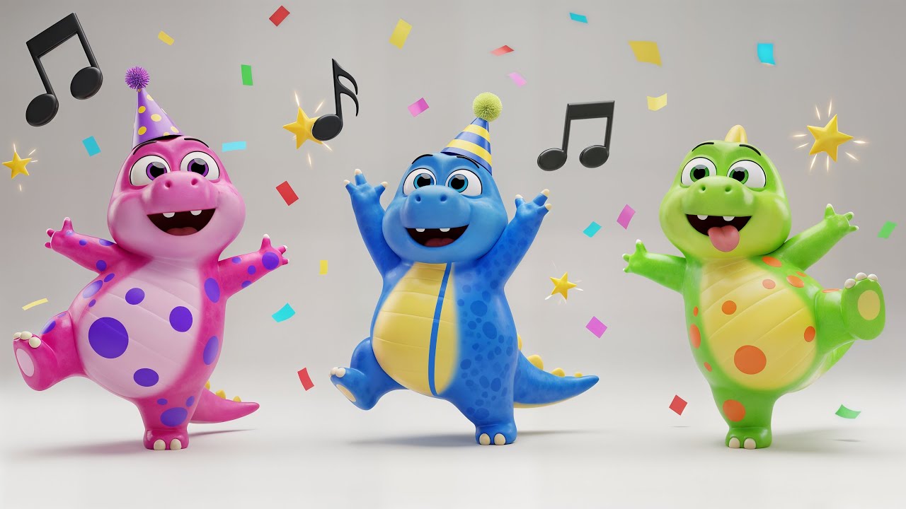 Dansende Dinoer – Hop Hop Hop! 🦕🎵 | 3D Børnesang på Dansk