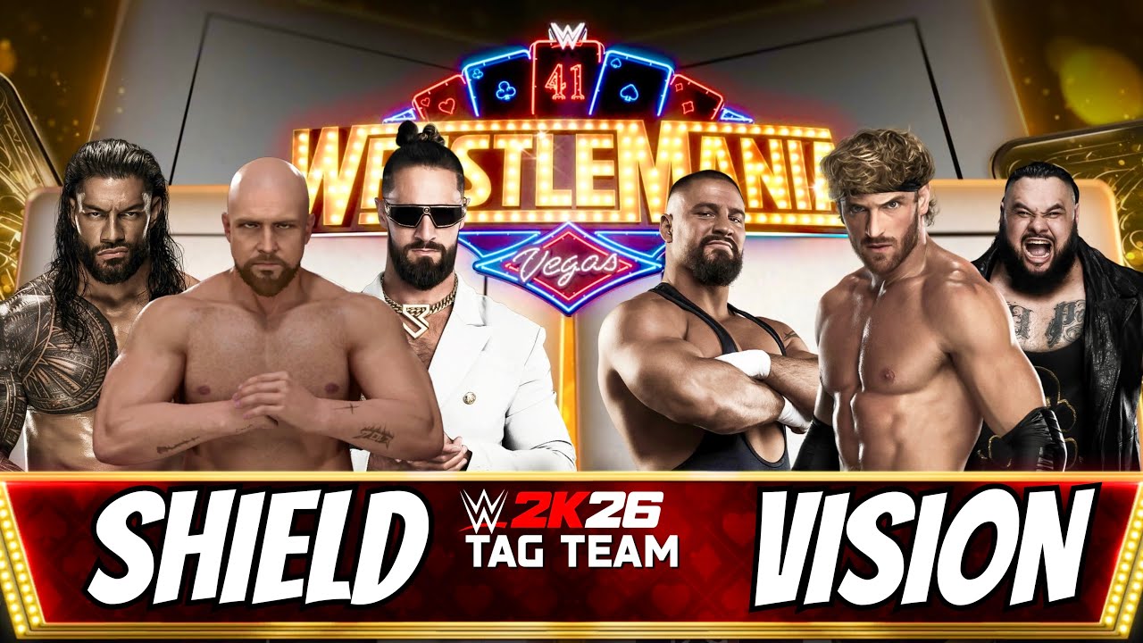 WWE 2K26 The Shield Vs Team Vision - WWE 2K26 Roman Reigns Seth Rollins Jon Moxley Gameplay 
