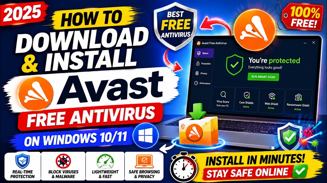 Как скачать и установить бесплатный антивирус Avast на Windows 10/11 (2026) | 100% БЕСПЛАТНО