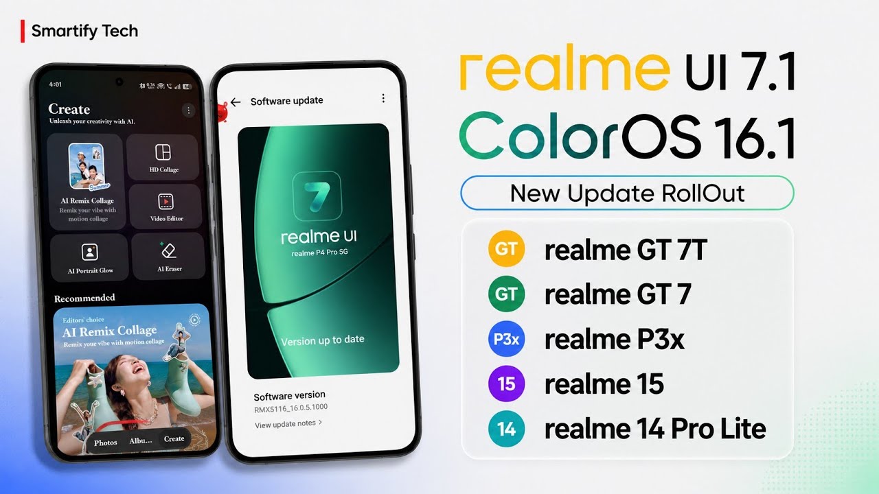 Realme UI 7.1 Update For Realme GT 7/7T and More Devices. 