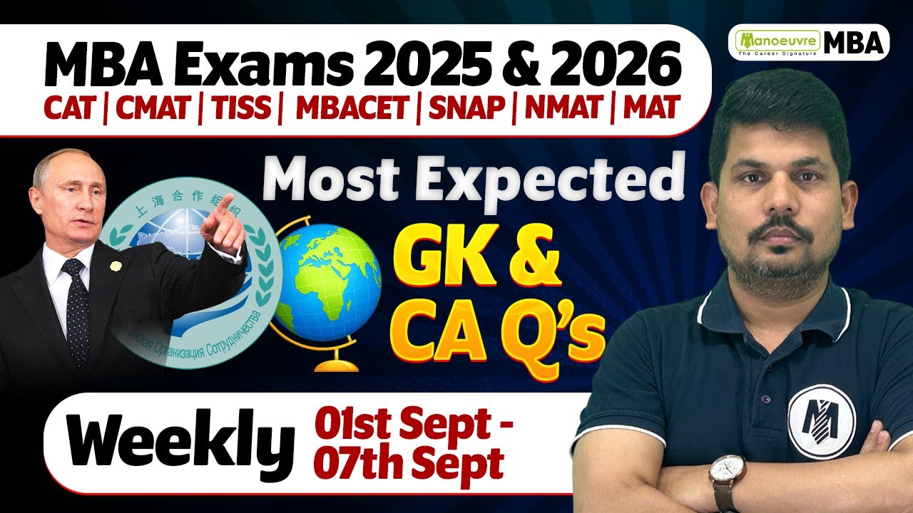 MBA Exams 2025 & 2026 : CMAT | MAT | XAT | GDPI | Most Expected GK & Current Affairs Q's | Weekly GK