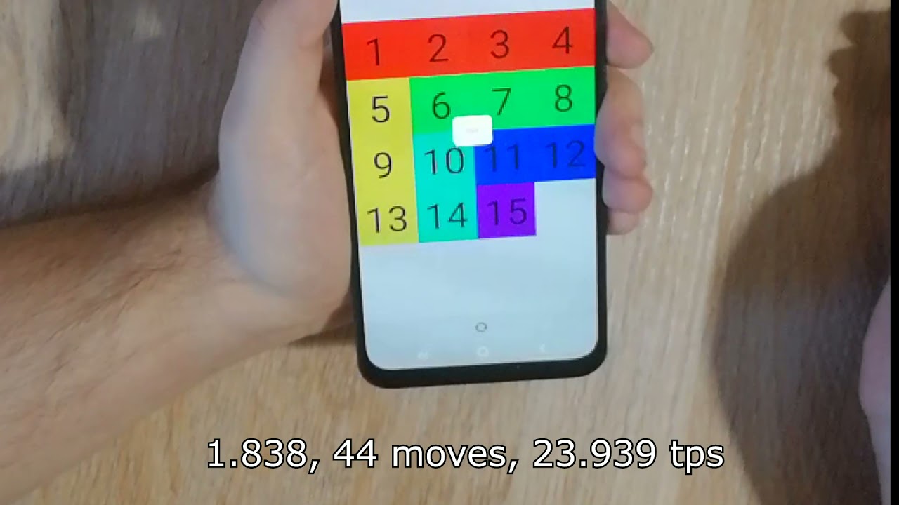 15 puzzle in 1.838 on phone (and 26.9 tps solve)