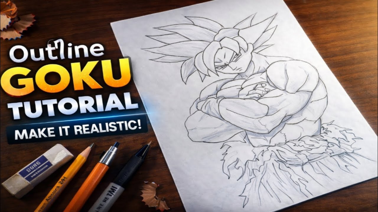 How to draw outline like a pro || Goku outline tutorial 