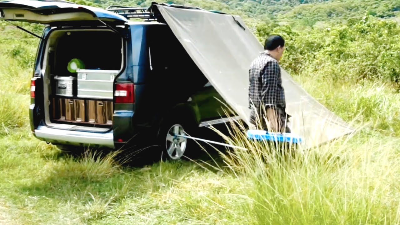 SOLO CAMPING CAMPERVAN DENGAN SUASANA NYAMAN DI TEPI DANAU MENIKMATI MASAKAN SEDERHANA