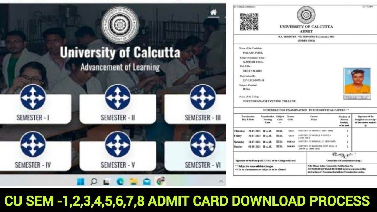 Calcutta University Admit Card Download | How to Download CU Admit Card | CU Admit Card Download ...