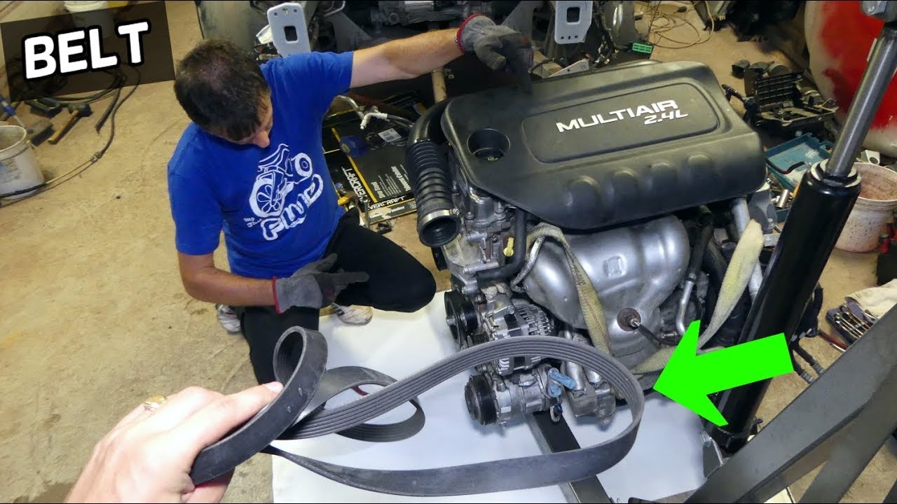 SERPENTINE BELT REPLACEMENT REMOVAL JEEP CHEROKEE COMPASS RENEGADE 2.4