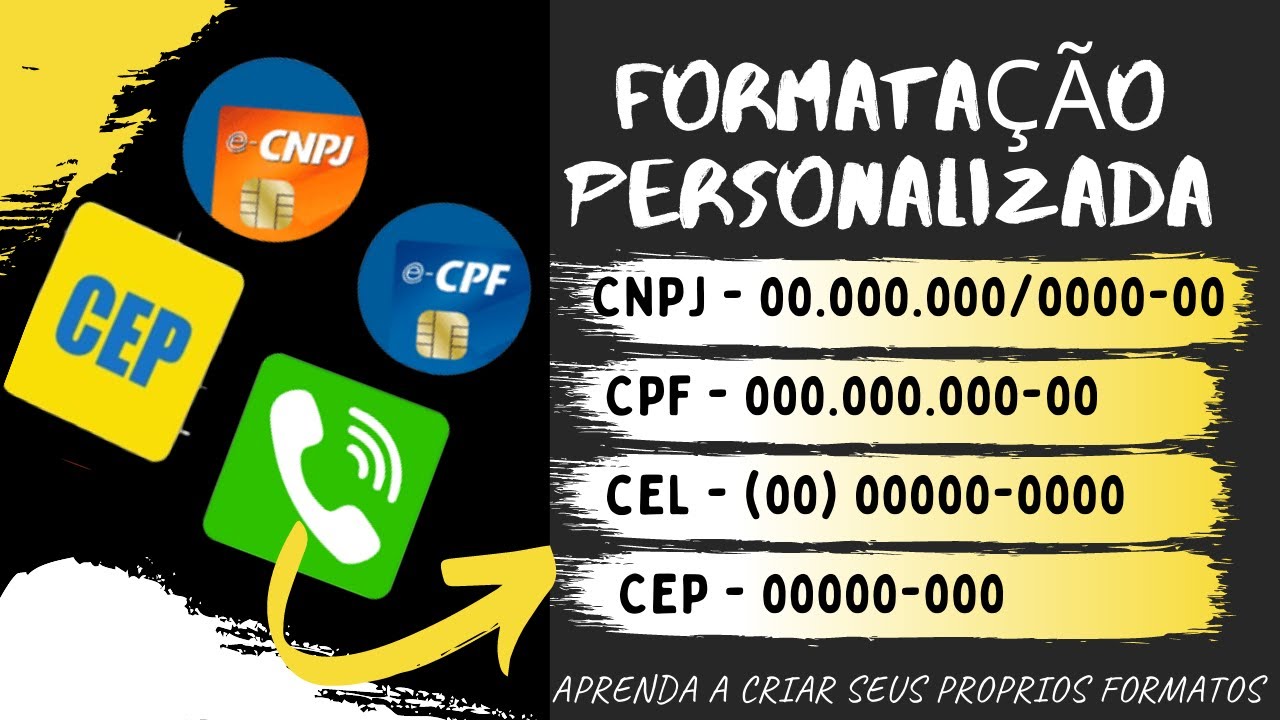 Como criar máscara personalizada no EXCEL