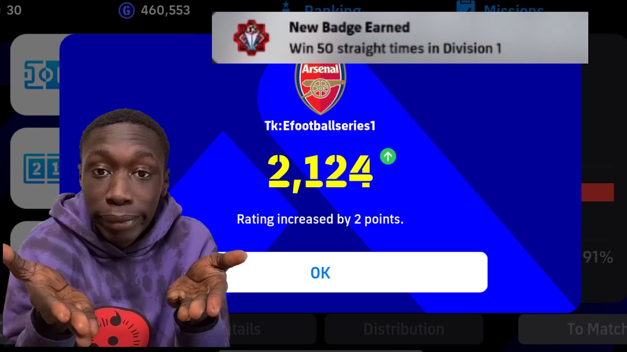50 WIN STREAK BADGE DONE 😱🔥| RANK PUSH IN DIVISION ai 🥶| efootball 26 