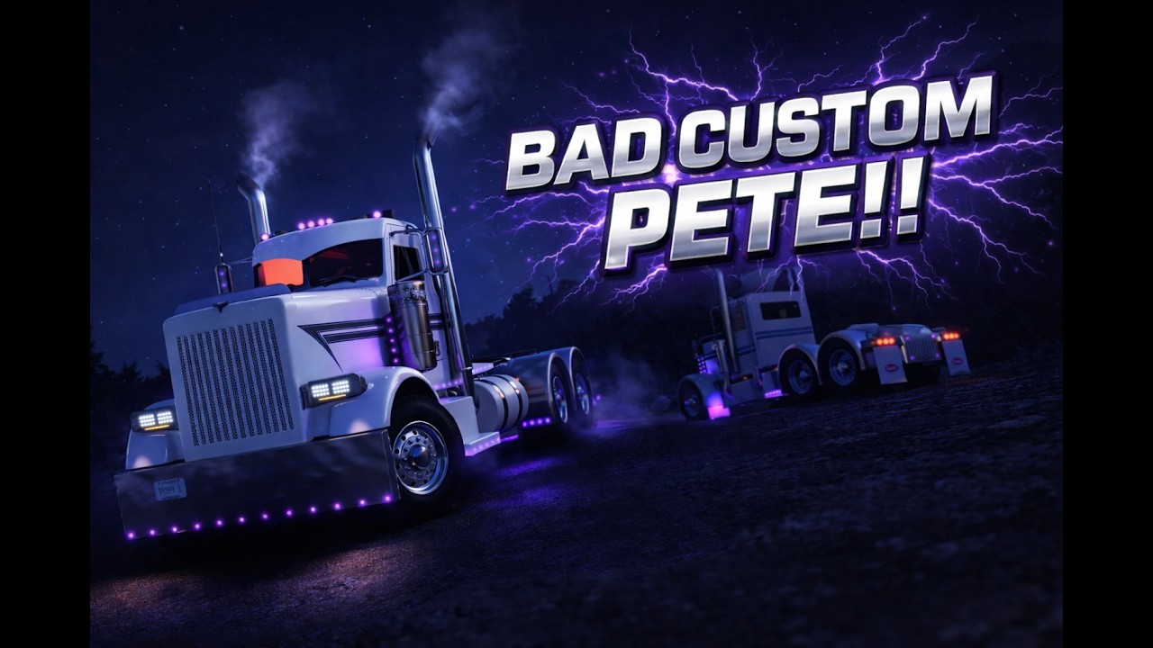 BAD Custom Pete Goes CRAZY at Night [ATS Convoy] ⚡ Purple Lightning Build!!