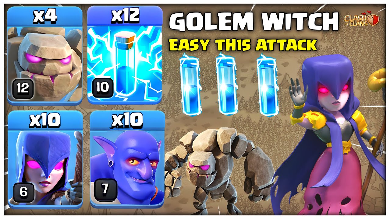 Easy 3 Star Any Base! Th15 Golem Witch Bowler Attack Strategy | Best TH15 Attack | Clash of Clans