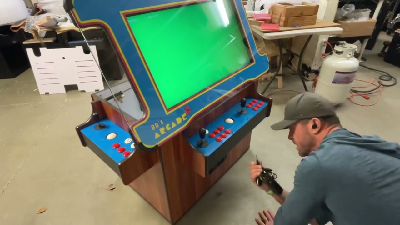 Pandora DX dual vertical/horizontal set-up. 3 sided cocktail Arcade.  Www.Awesomearcades.Com