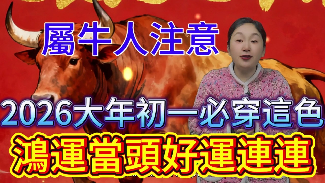 属牛人注意啦，2026 年大年初一 一定要穿這個顏色，鴻運當頭擋不住，好運主動找上門，大吉大利一整年，開啟輝煌運勢，千萬別錯過這神奇色彩！#運勢 #補財庫旺財氣 #財富 #生肖 #命理