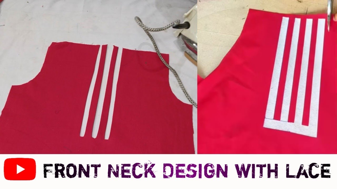 Simple Baby Frock Neck Design with Lace | Easy Cutting & Stitching ✂️ | Frock Front Neck Lace Design