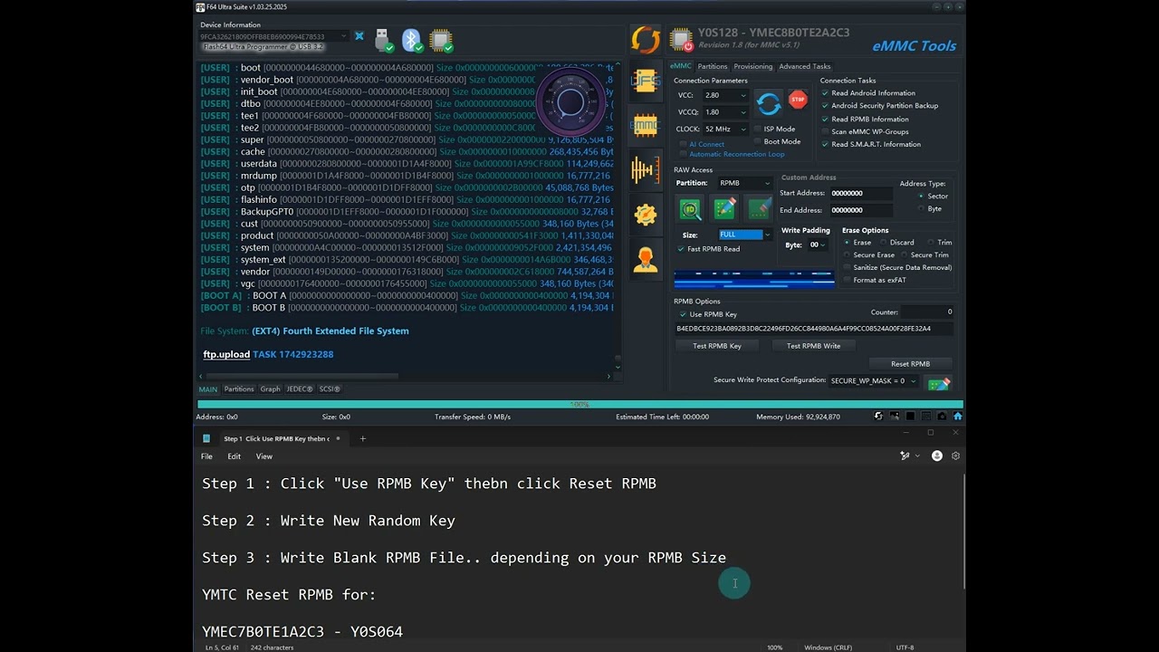 F64 YMTC RPMB RESET YMEC7B0TE1A2C3 -YMEC8B0TE2A2C3 -YMEC9B0TE3A2C3 #flash64 @thefonefix #thefonefix