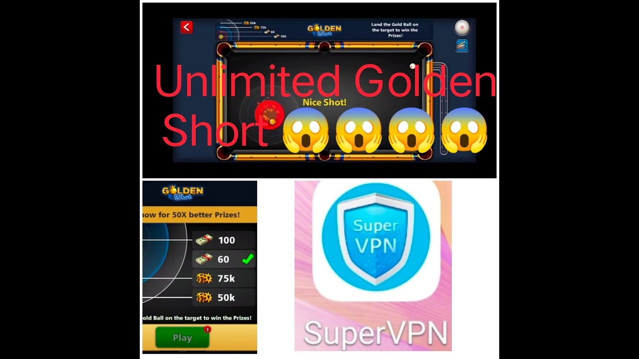 8 ball pool Golden Shot trick Working With Vpn [unlimited short]