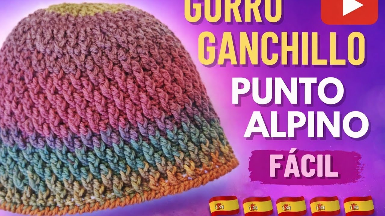 Gorro a Crochet Punto Alpino Fácil 🧶 | Beanie Tejido Paso a Paso