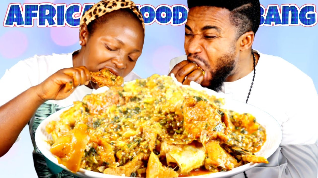 MASSIVE FUFU! OKRA SOUP AND FUFU WITH ASSORTED MEAT MUKBANG | EATING SHOW