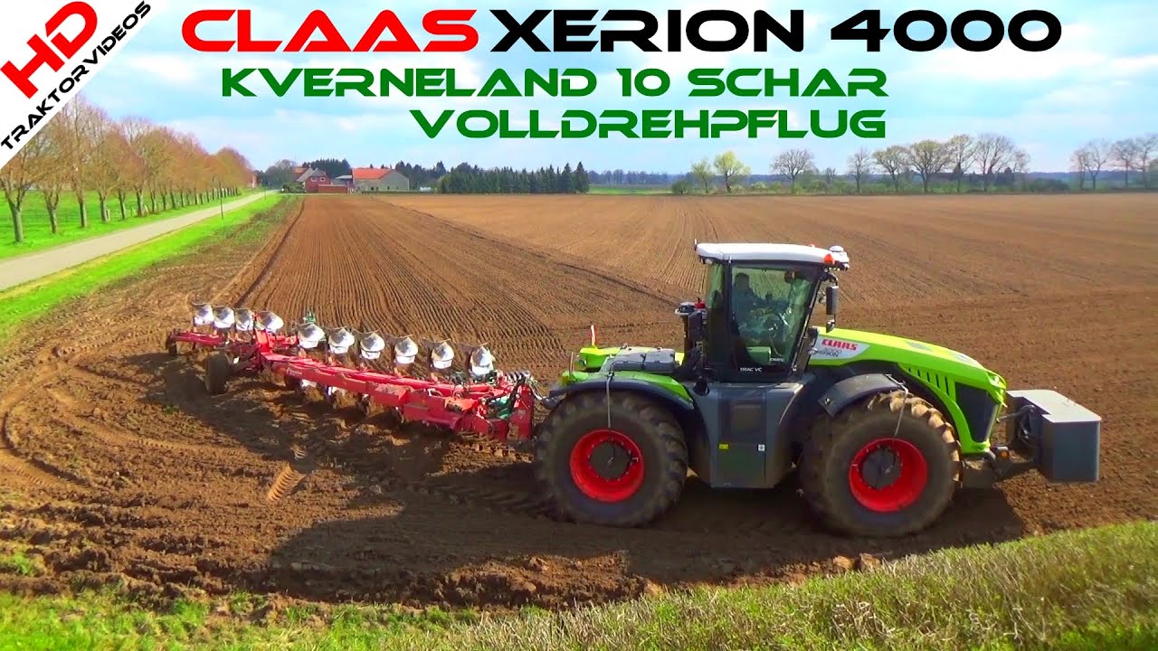 Claas Xerion 4000 @ Kverneland 10 Schar Volldrehpflug pług