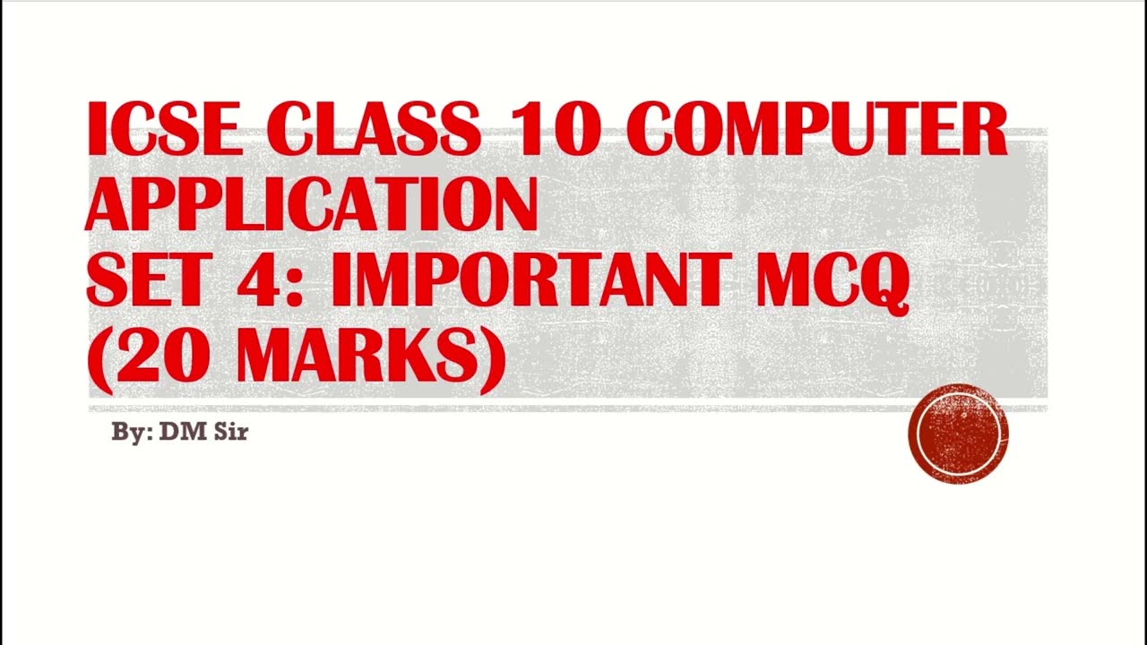 Sample Paper 4 🔥 | ICSE Class 10 Computer Applications | Top 20 MCQs | Board Exam 2026 Preparation