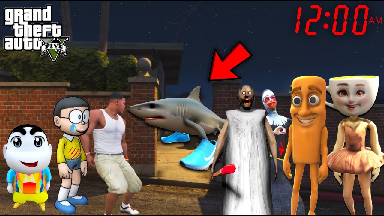Evil Nun Tralalero Tralala Granny Play Hide and Seek With Shinchan Nobita and Franklin in GTA 5