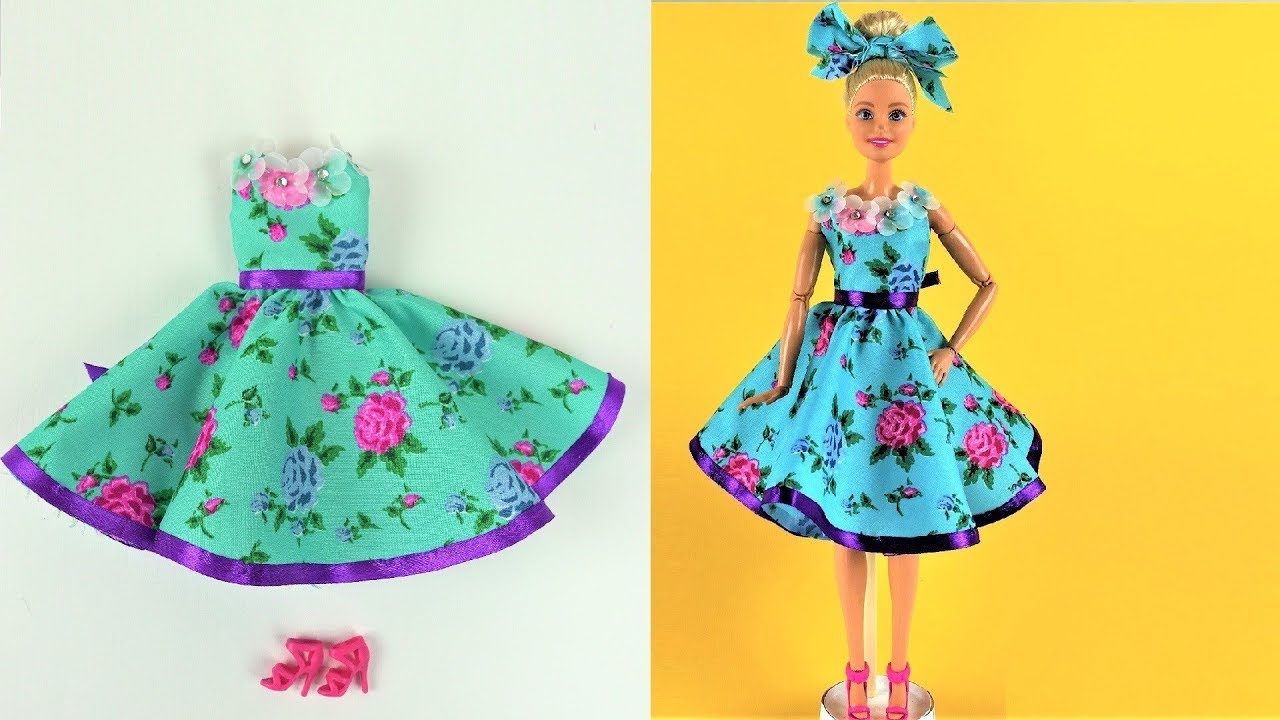 DIY Cute Barbie Toy Summer dress - Barbie Fashion Clothes Tutorial for Girls