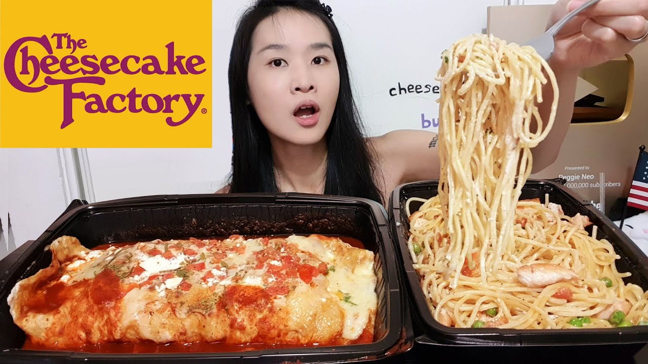 MONSTER BURRITO!! Cheesecake Factory Huge Burrito & Creamy Carbonara Pasta Noodles - Mukbang w/ Asmr