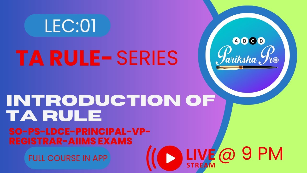 LEC 1 II TA RULES II INTRODUCTION