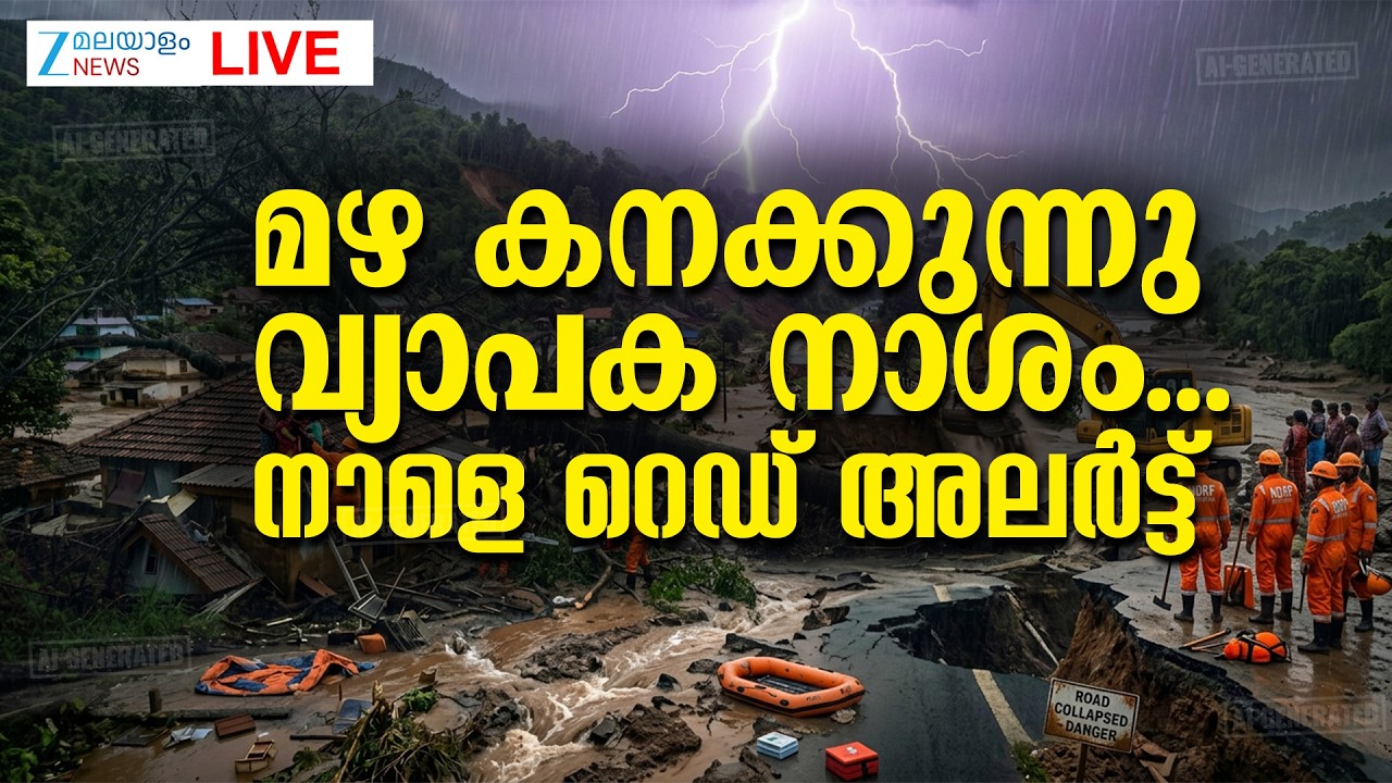 Live : Kerala Rain Alert | മഴ കനക്കുന്നു വ്യാപക നാശം ;നാളെ റെഡ് അലർട്ട് | Zee Malayalam News