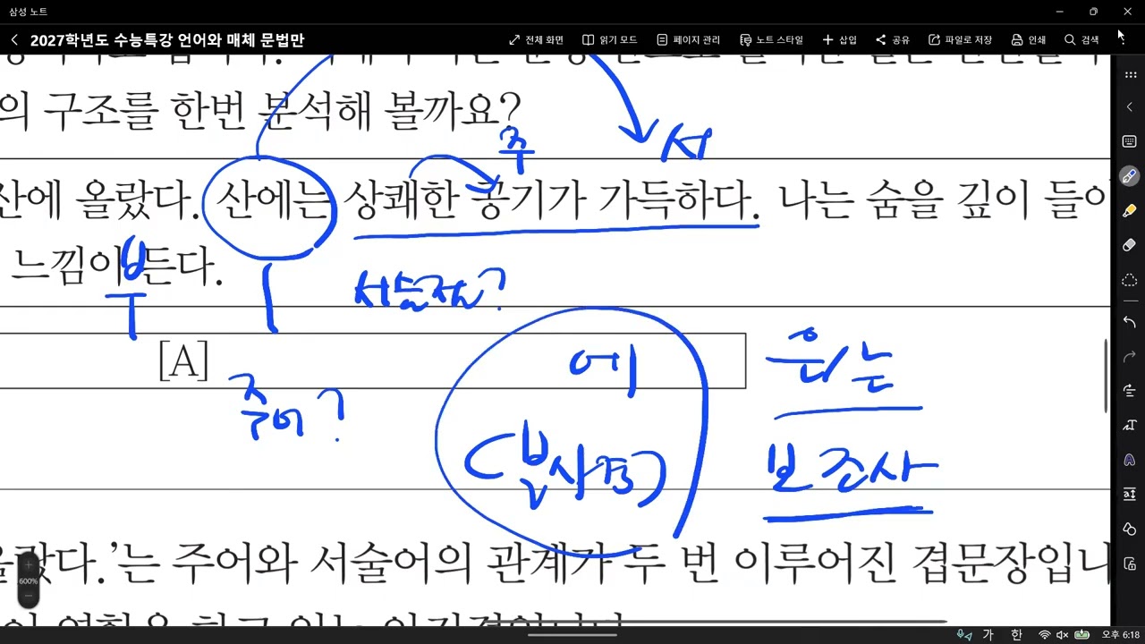 5. 2027 수능특강 언어와 매체 적용학습 문장 2 풀이