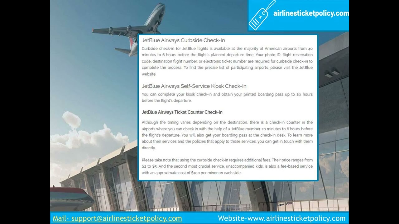 JetBlue airline Check in Policy | Airlines Ticket Policy