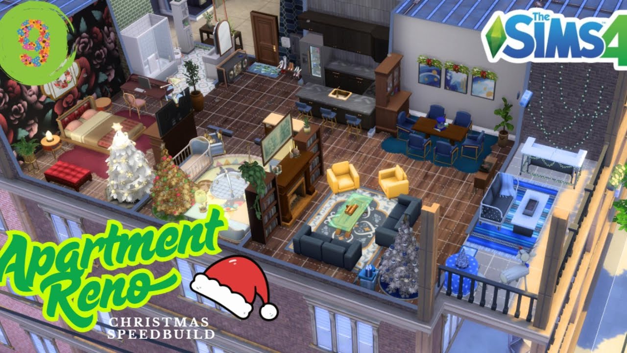 Christmas Themed Apartment Reno 🎄🧑‍🎄 ||Speedbuild ||The Sims 4||