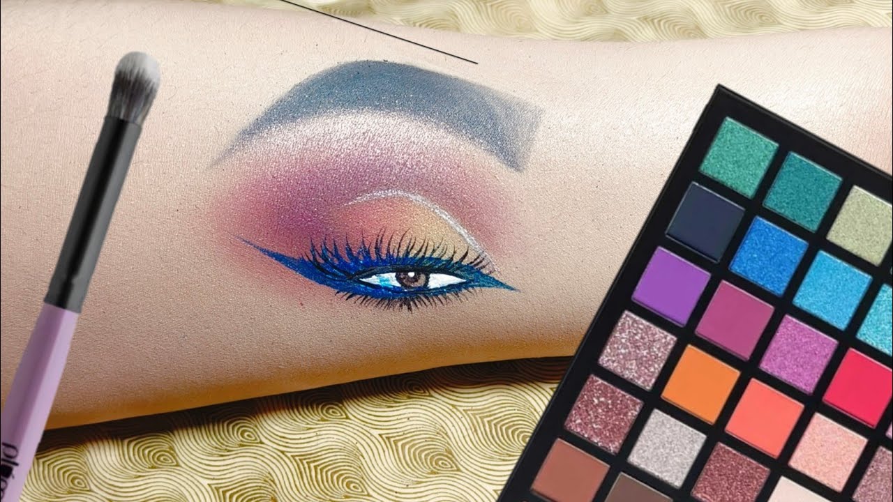 simple and easy party eye makeup | eyeshadow practice on hand | eye makeup tutorial | blue liner#117