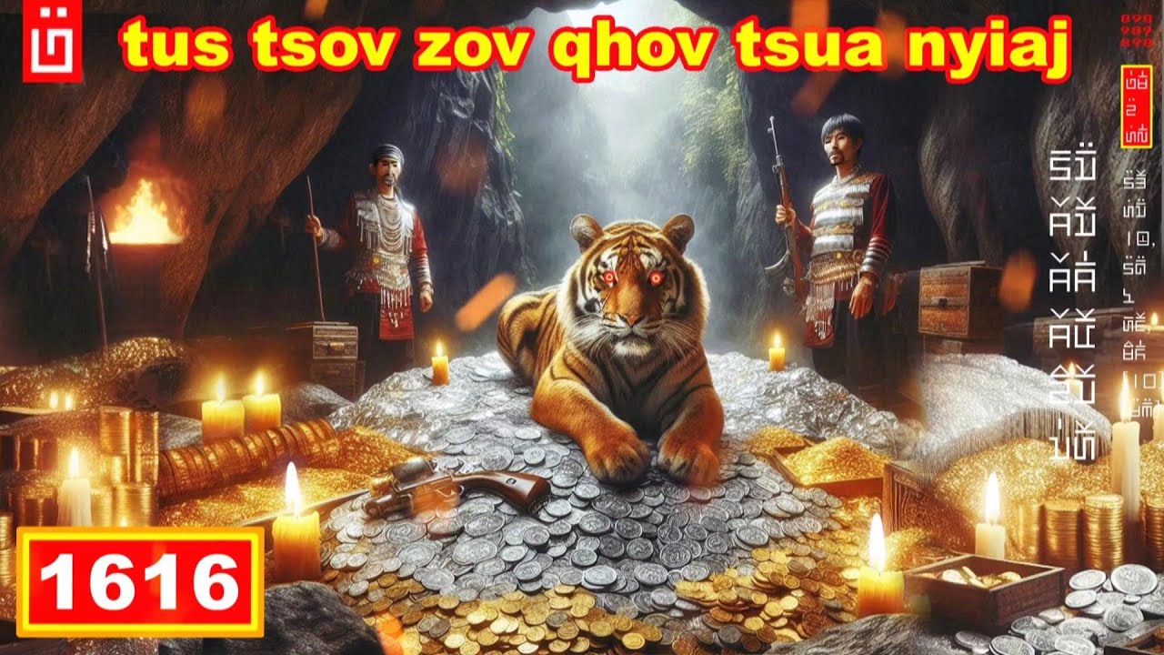 dab hais hmoob - 1616 - tus tsov zov qhov tsua nyiaj, สมิงเฝ้าทรัพย์สมบัติ, Saming watch treasure.