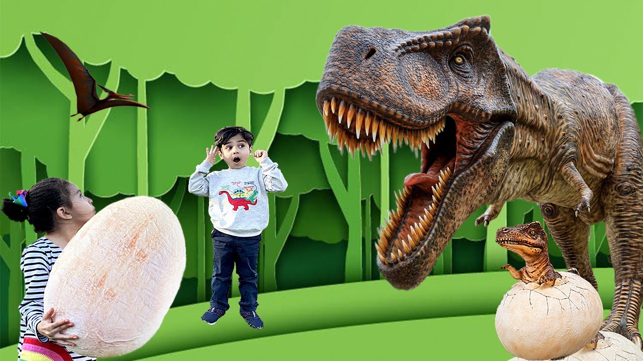 Dinosaur videos for kids | pretend play adventure | Rescue dinosaur eggs | Kids escape from T-rex
