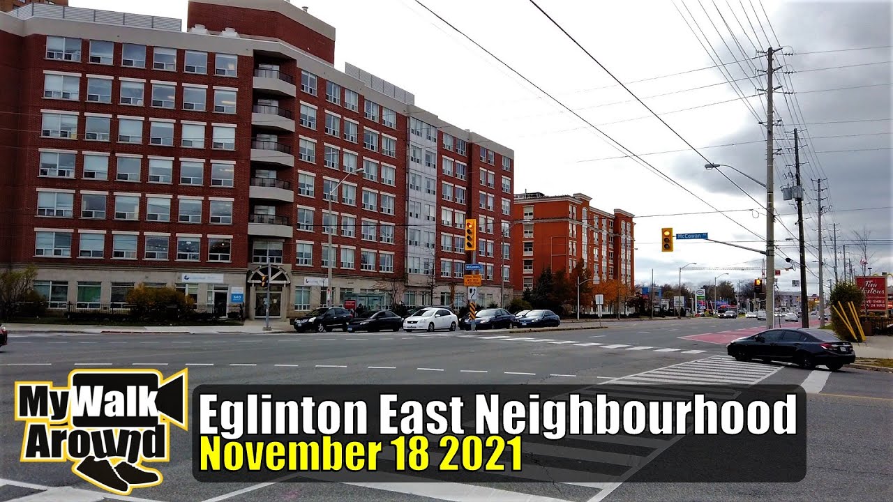 A windy Eglinton East Neighbourhood walk filmed on November 18 2021 (Toronto video walk)