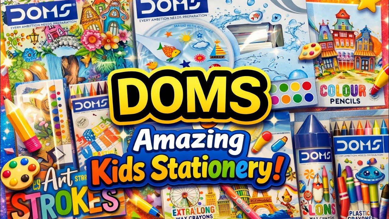 WOW! DOMS Stationery Unboxing for Kids | Colours, Crayons & Fun Art Kit 🎨