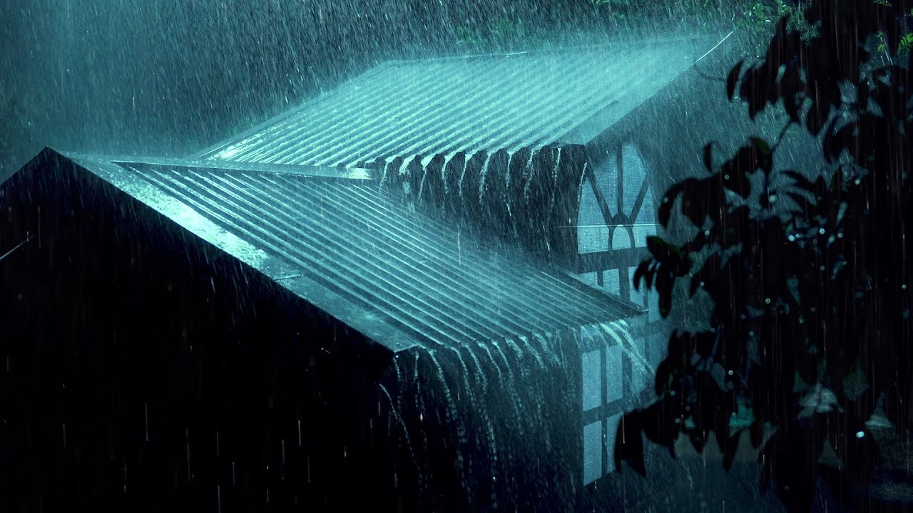 Insomnia Relief for Deep Sleep with Heavy Rain & Rumbling Thunder Sounds on Metal Tin Roof at Night