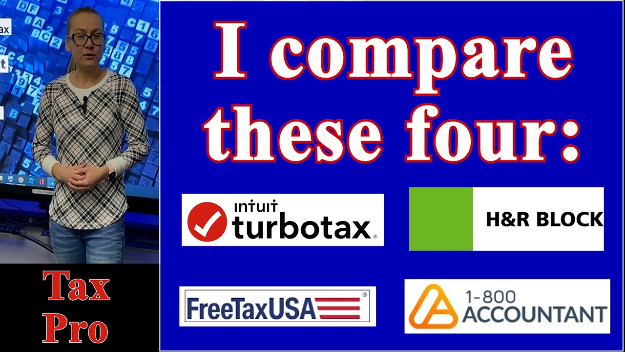 TurbotTax vs H&R Block vs FreeTaxUSA vs 1-800Accountant  TaxPro compares tax prep, efile, price 2025