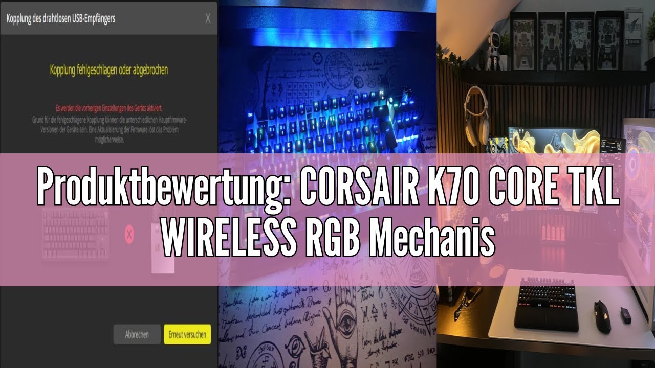Produktbewertung: CORSAIR K70 CORE TKL WIRELESS RGB Mechanische Tenkeyless-Gaming-Tastatur – Vorgesc