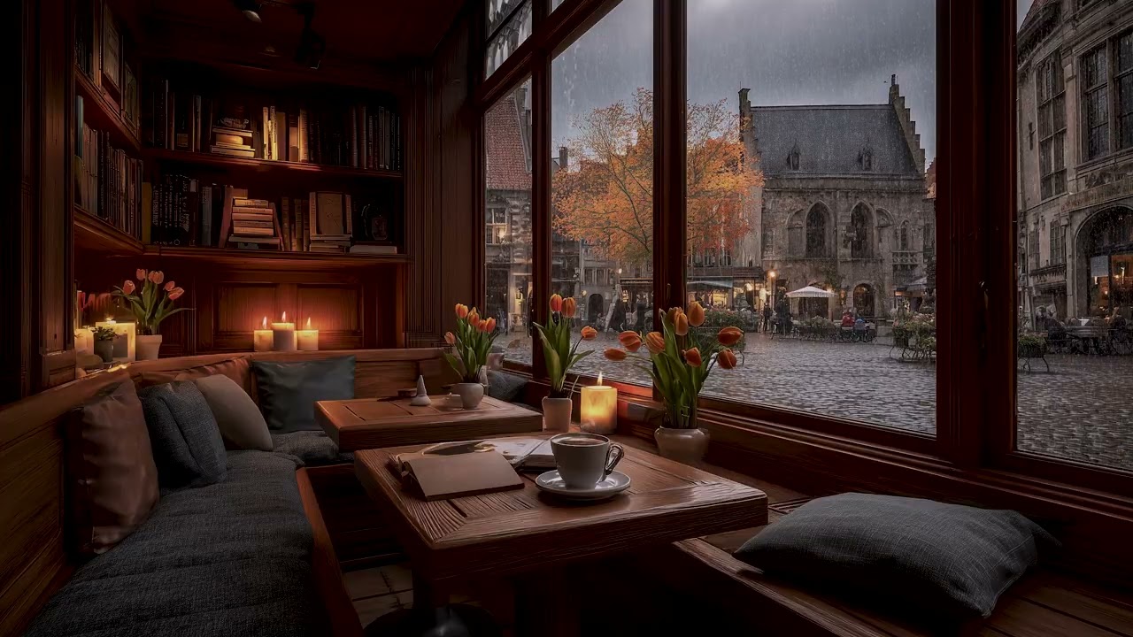 Rain Sounds & Coffee Shop Jazz ☕| Relaxing Piano for Study Time