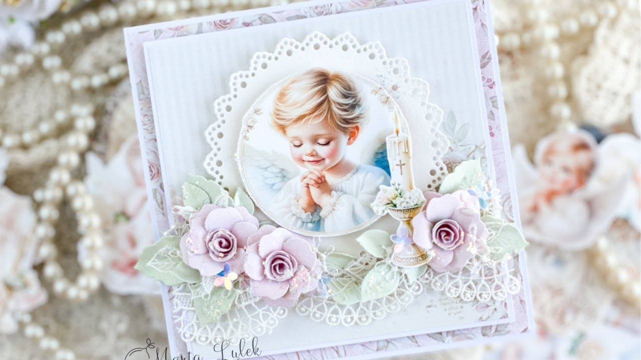 Kartka na chrzest - Papier Lemoncraft - Linen Story - Chrzest obrazki do druku