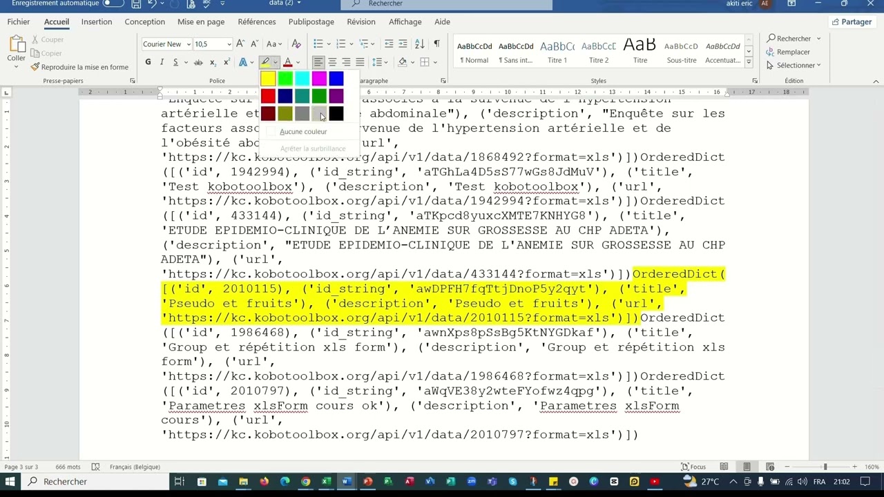 KoboToolbox : Liaison Excel à KoboToolbox pour extraire les données