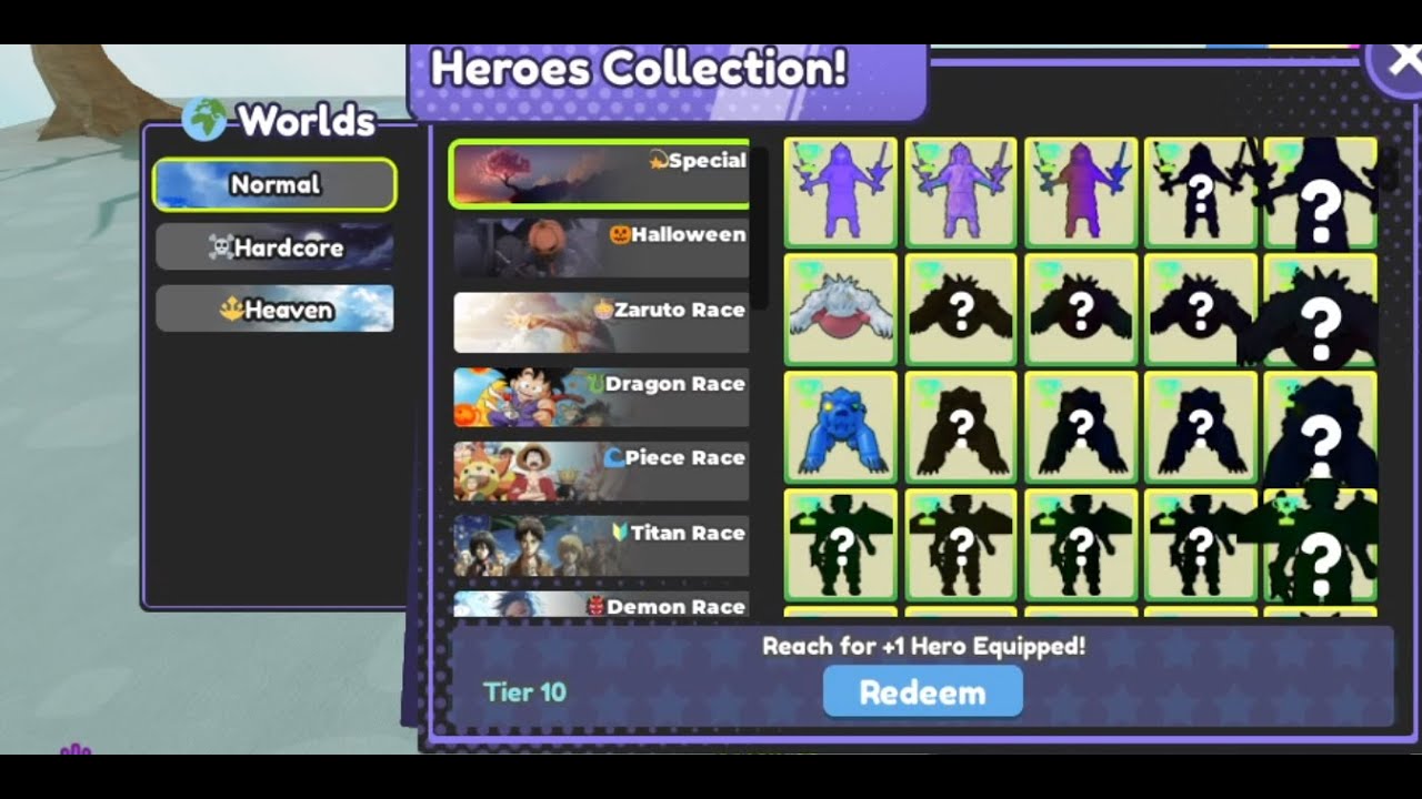 Getting 16 hero equip in anime race clicker
